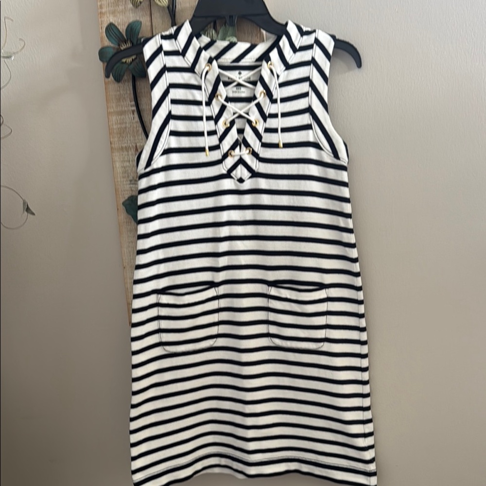 Kate Spade Breton sleeveless Striped lace up cotton Dress size xxs pre owned